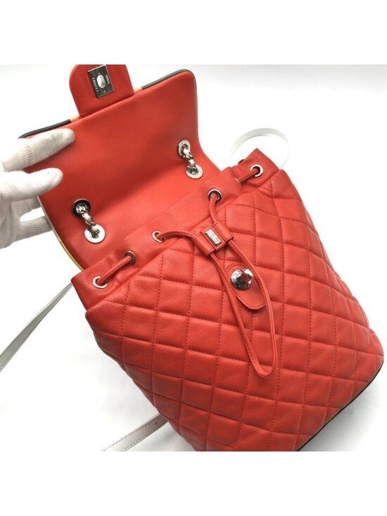Chanel CC Logo Quilted Chain Lambskin Backpack Turnlock Multicolor main image 6